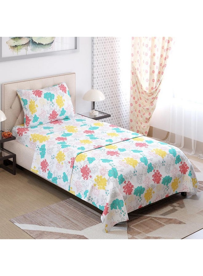 Layers Emaline 100% Cotton Single Bedsheet Set (Oeko Tex Certified) | 1 Single Cotton Bedsheet & 1 Pillow Cover | Breathable & Anti-Wrinkle | 144 TC | (Floral Print, Multicolour) - Image 4