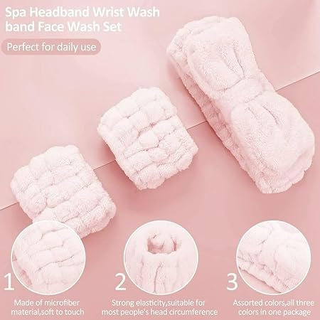 POPLEY Spa Headband for Washing Face Matching Wristbands Face Wash Headband Teen Girls Gifts Trendy Stuff Skincare Headbands Girl Hair Supplies - Image 4