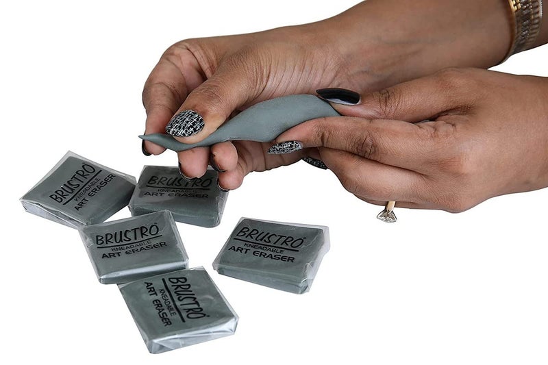 BRUSTRO Kneadable Art Eraser | Pack of 6 | Ideal for Students and Adults, Soft, Durable, Charcoal, Cleaning, Lightening, Correction of Drawings, Sketching, Art, Fineart, School, Office Use - Image 4