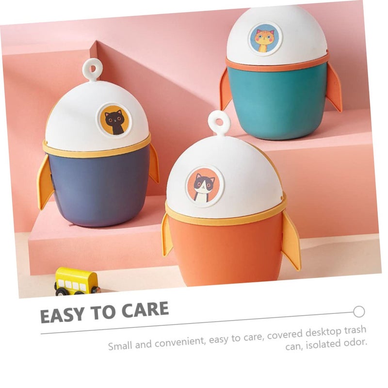 Compact Flip Lid Desktop Trash Can Mini Garbage Container For Office Bedroom Storage - Image 3