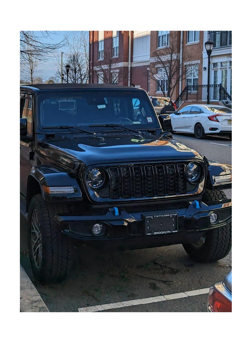 No branded - Paintable 2024 Front Grille Compatible with Jeep Wrangler JL JLU and Gladiator JT 2018 to 2024 without Camera Hole (Black) - Image 1