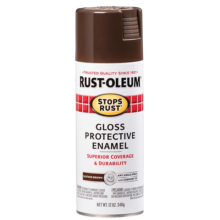 Rust-Oleum 7775830 Stops Rust Spray Paint, 12 oz, Gloss Leather Brown - Image 4