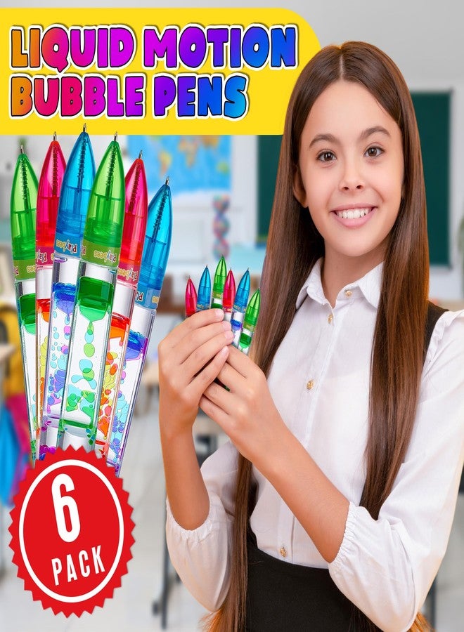 Playbees أقلام بلايبيز السائلة المتحركة الرائعة للأطفال (عبوة من 6 أقلام) - تكتب كقلم عادي - أقلام سائلة ملونة مزودة بمؤقت، مثالية لتخفيف التوتر والقلق - ألعاب رائعة للأطفال والكبار - Image 2