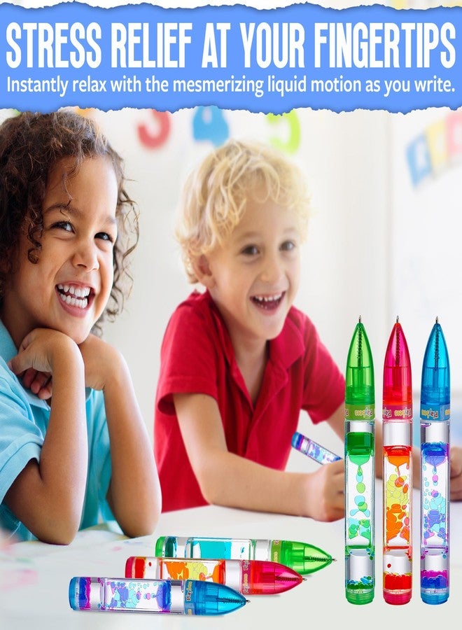 Playbees أقلام بلايبيز السائلة المتحركة الرائعة للأطفال (عبوة من 6 أقلام) - تكتب كقلم عادي - أقلام سائلة ملونة مزودة بمؤقت، مثالية لتخفيف التوتر والقلق - ألعاب رائعة للأطفال والكبار - Image 3