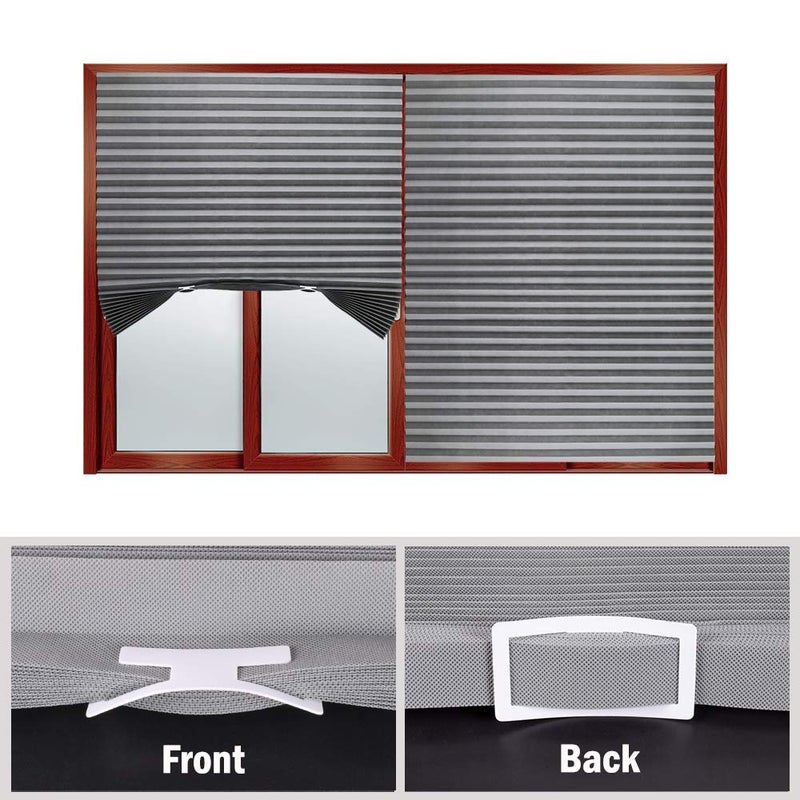 LUCKUP 2 Pack Cordless Light Filtering Pleated Fabric Shade,Easy to Cut and Install, with 4 Clips (36"x72"- 2 Pack, Grey) - Image 4
