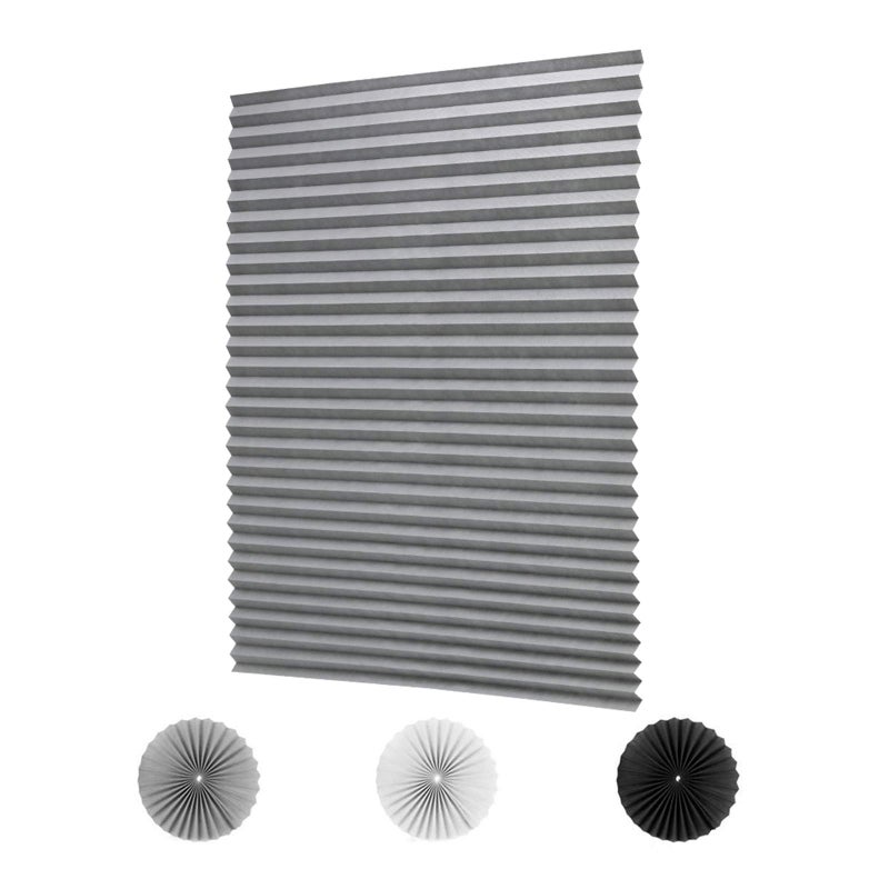 LUCKUP 2 Pack Cordless Light Filtering Pleated Fabric Shade,Easy to Cut and Install, with 4 Clips (36"x72"- 2 Pack, Grey) - Image 1