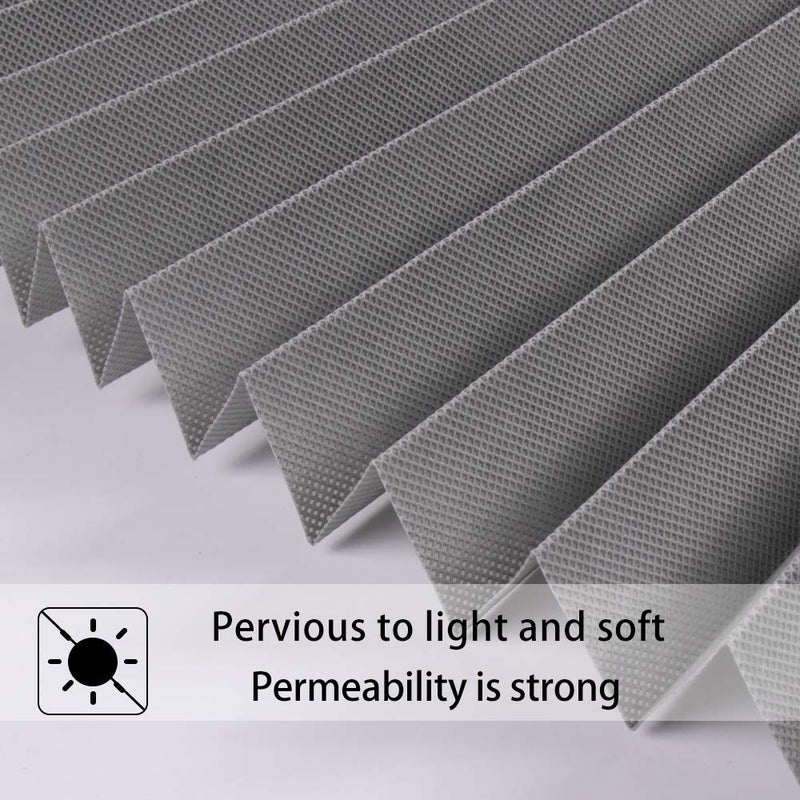 LUCKUP 2 Pack Cordless Light Filtering Pleated Fabric Shade,Easy to Cut and Install, with 4 Clips (36"x72"- 2 Pack, Grey) - Image 3