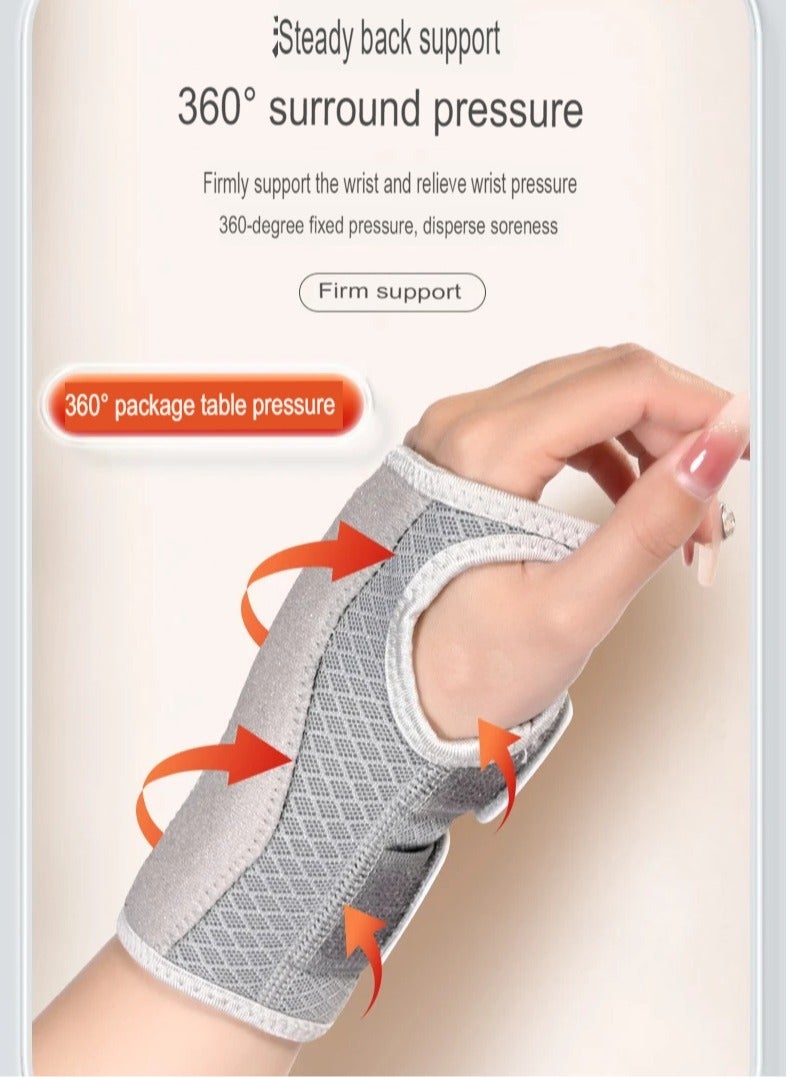 AROAQ Wrist Brace, Adjustable Wrist Wraps Wrist Support, Carpal Tunnel Wrist Strap With Compression Sleeve For Arrthritis Tendonitis Sprain Injuries Pain, (Grey Right Hand, Large And Extra Large Size) - Image 2