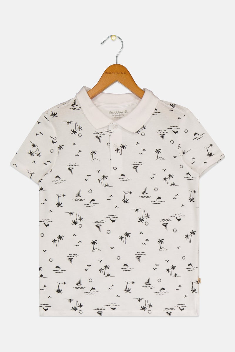 Bearpaw Kids Boy Regular Fit Allover Print Short Sleeve Polo Shirt, Multicolor - Image 2