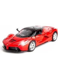 1/32 Ferrari Race Model Car and LaFerrari Toy Car, Pull Back Vehicle Alloy Diecast Model, Openable Doors, Collectible Gift Cars for Kids Ages 3-8 (Red)