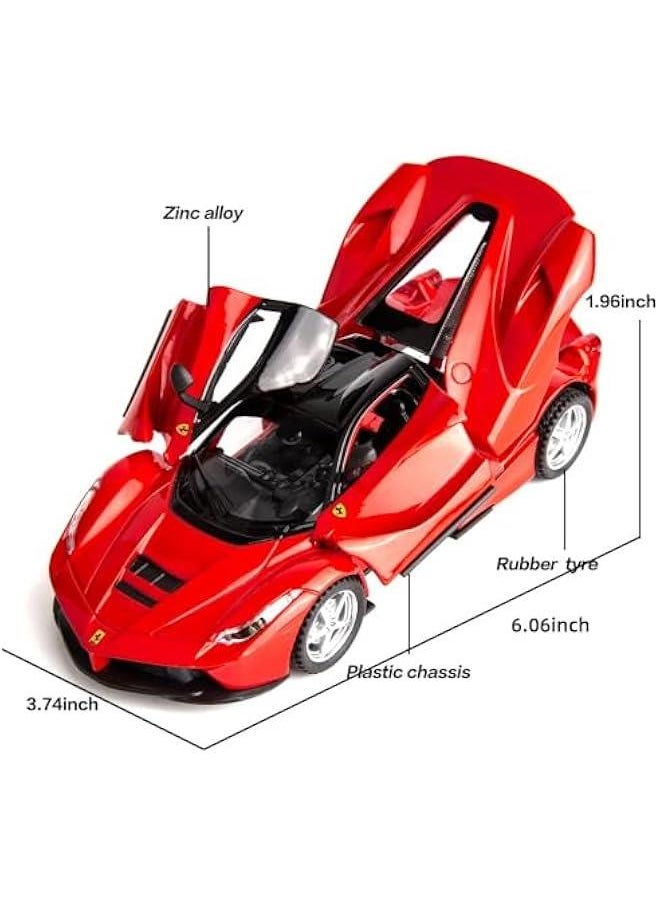 Generic - 1/32 Ferrari Race Model Car and LaFerrari Toy Car, Pull Back Vehicle Alloy Diecast Model, Openable Doors, Collectible Gift Cars for Kids Ages 3-8 (Red) - Image 1
