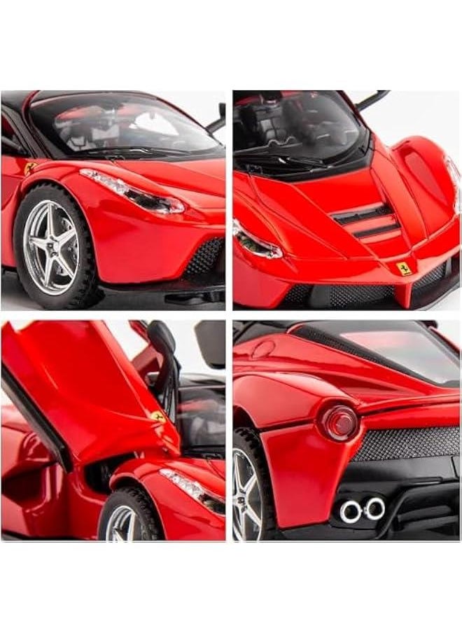 Generic - 1/32 Ferrari Race Model Car and LaFerrari Toy Car, Pull Back Vehicle Alloy Diecast Model, Openable Doors, Collectible Gift Cars for Kids Ages 3-8 (Red) - Image 1