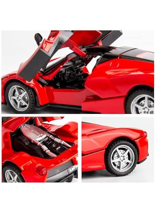 Generic - 1/32 Ferrari Race Model Car and LaFerrari Toy Car, Pull Back Vehicle Alloy Diecast Model, Openable Doors, Collectible Gift Cars for Kids Ages 3-8 (Red) - Image 1