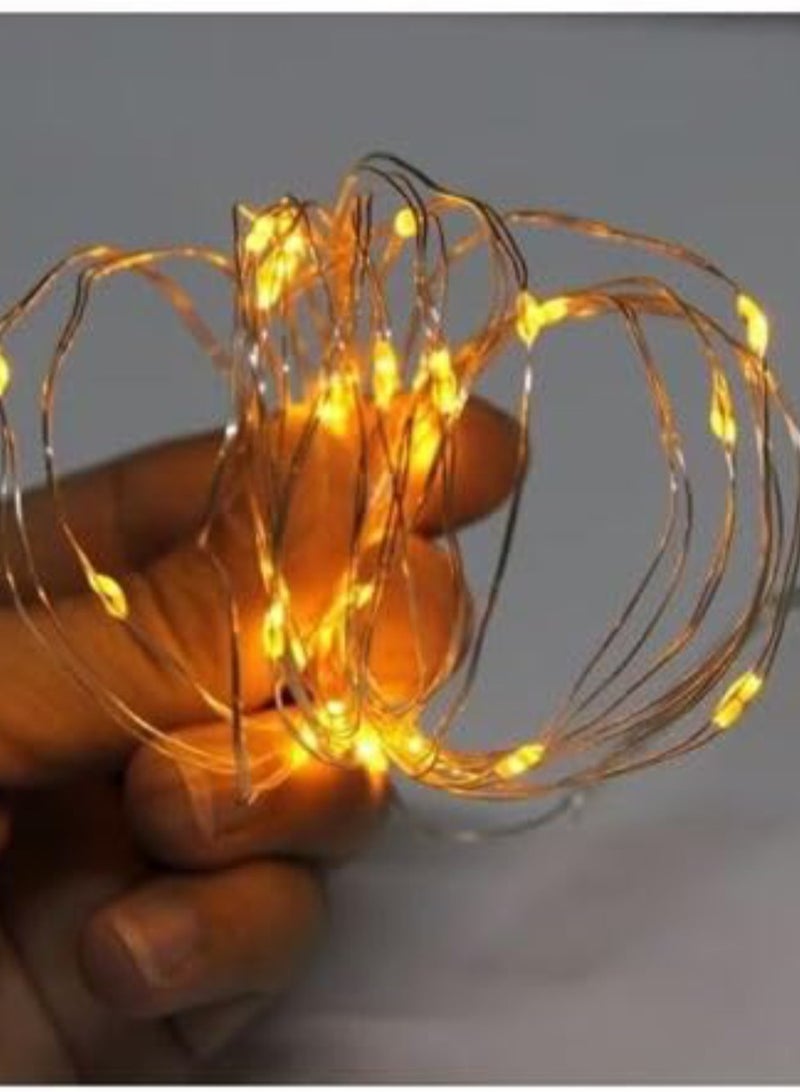 50 LED String Lights for Indoor Outdoor Use Festive Lights Battery Operated Fairy Twinkle Lights for Trees Room Bedroom Wedding Birthday Eid Diwali New Year Warm White Clear Wire (5M) - Image 4