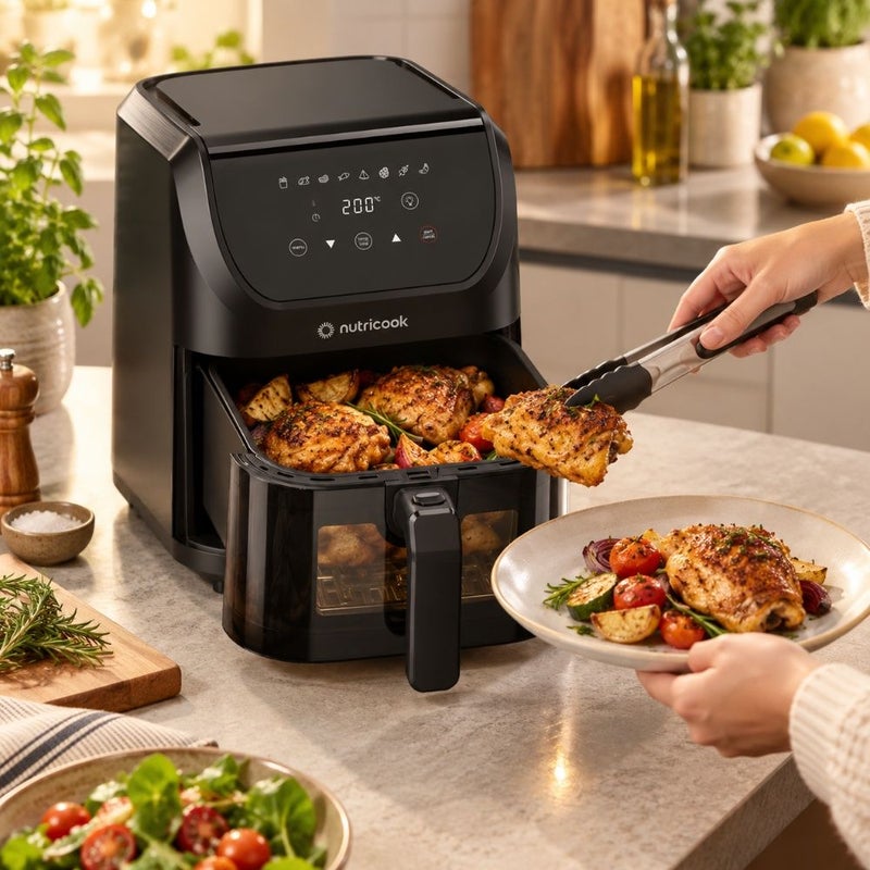 DANUBE HOME Slim XL Vision Air Fryer 5L 1500W Black for Healthy Frying, Roasting & Family Meals- NC-AFS528V - Image 3