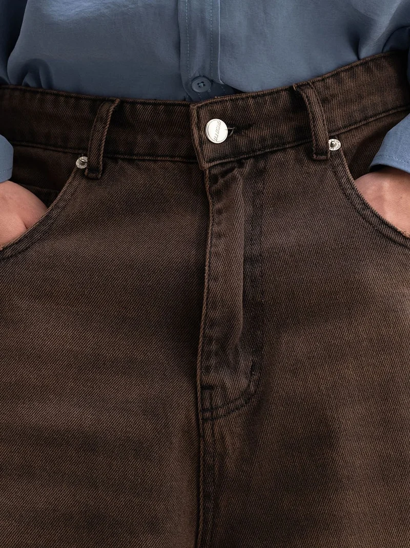 Giesto Coffee Brown GIESTO Destroyed Denim Shorts for Men | Best Price UAE