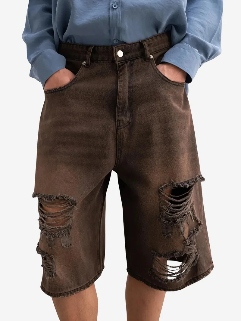 جيستو GIESTO Destroyed Denim Shorts