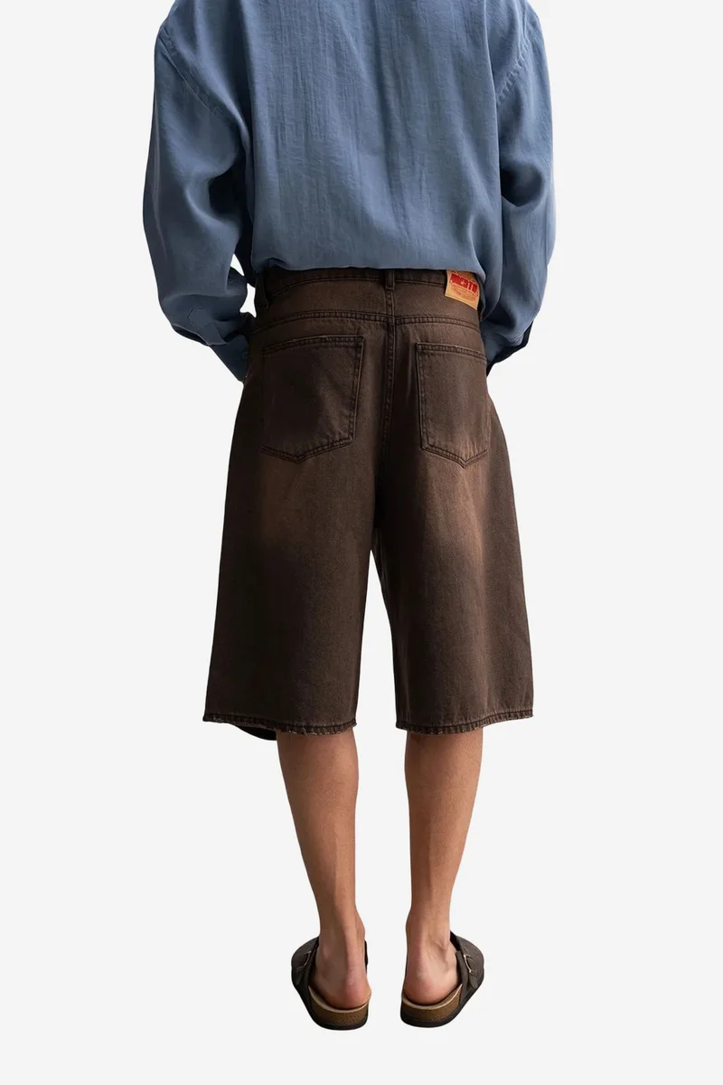 Giesto Coffee Brown GIESTO Destroyed Denim Shorts for Men | Best Price UAE