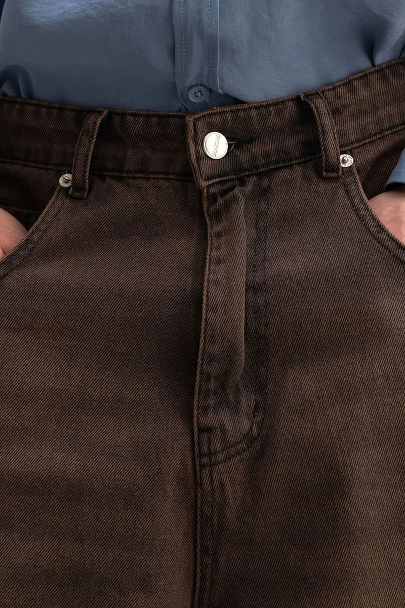 Giesto Coffee Brown GIESTO Destroyed Denim Shorts for Men | Best Price UAE