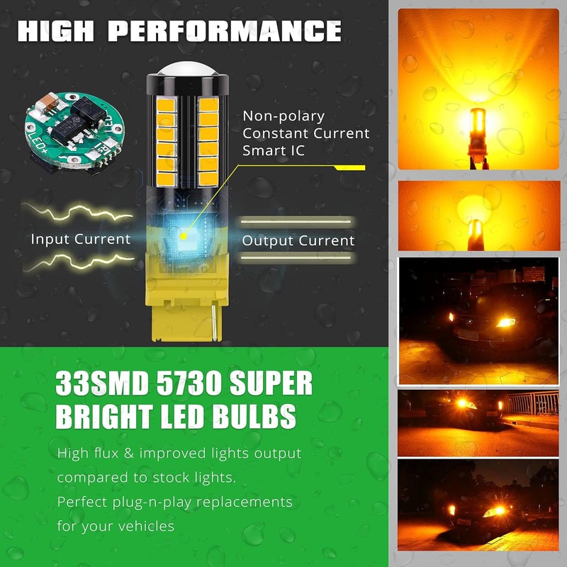 Alla Lighting WTY21W LED Bulbs - Super Bright Amber Yellow Turn Signal & Reverse Light Replacement - Image 3