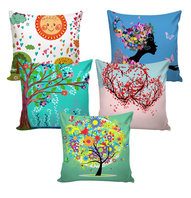 AEROHAVEN™ Set of 5 Decorative Hand Made Jute Throw/Pillow Cushion Covers - CC176 - (12 x 12 Inch) - Image 2