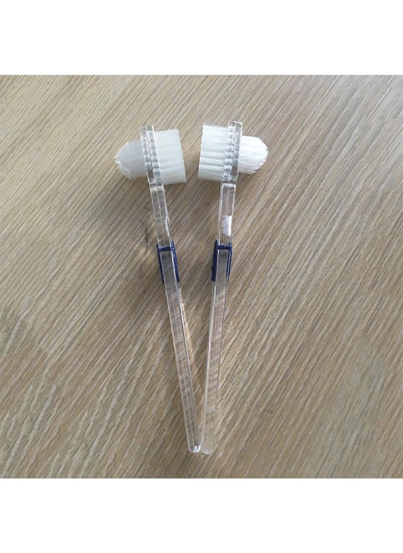 Well Denture Brush，Individually Bagged Denture Brushes with Hard Firm Flat Bristled Heads for Cleaning Dentures, Retainers, False Teeth, Clear Braces, and Mouth Guards（2pcs）  - Image 2