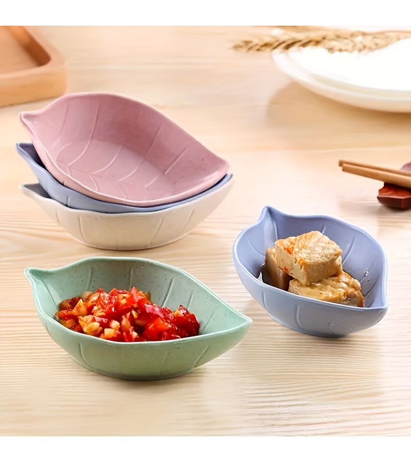 10 Multi Color Mixed Pack Small Leaves Dip Sauce Dishes Seasoning Plates Side Snack Bowls - Image 2