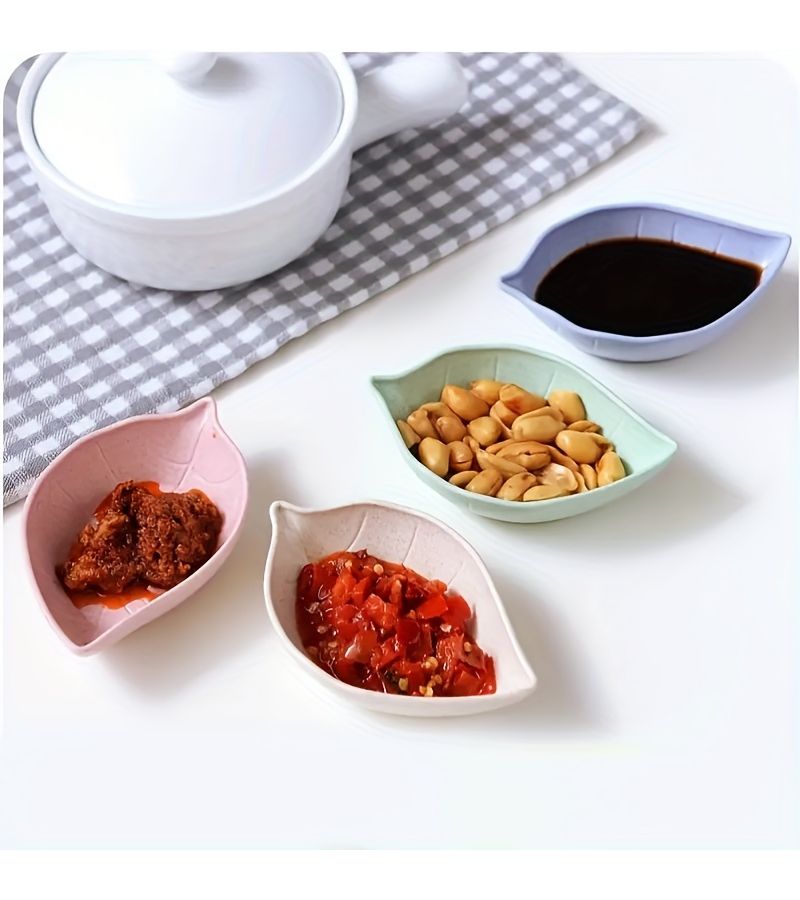 10 Multi Color Mixed Pack Small Leaves Dip Sauce Dishes Seasoning Plates Side Snack Bowls - Image 1
