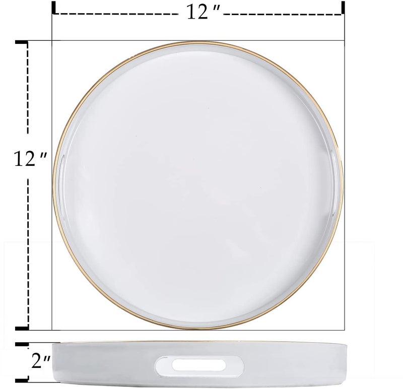 HOMANLY Decorative Tray Round Acrylic Tray with Handles Modern Vanity Tray and Serving Tray for Ottoman Coffee Table Kitchen Bathroom - Image 3