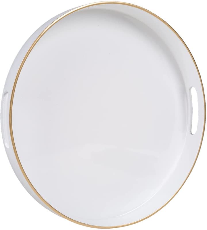 HOMANLY Decorative Tray Round Acrylic Tray with Handles Modern Vanity Tray and Serving Tray for Ottoman Coffee Table Kitchen Bathroom - Image 1