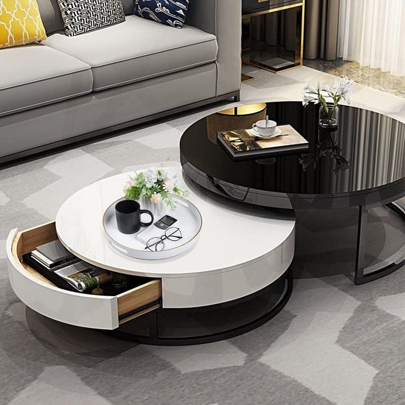 HOMANLY Decorative Tray Round Acrylic Tray with Handles Modern Vanity Tray and Serving Tray for Ottoman Coffee Table Kitchen Bathroom - Image 5
