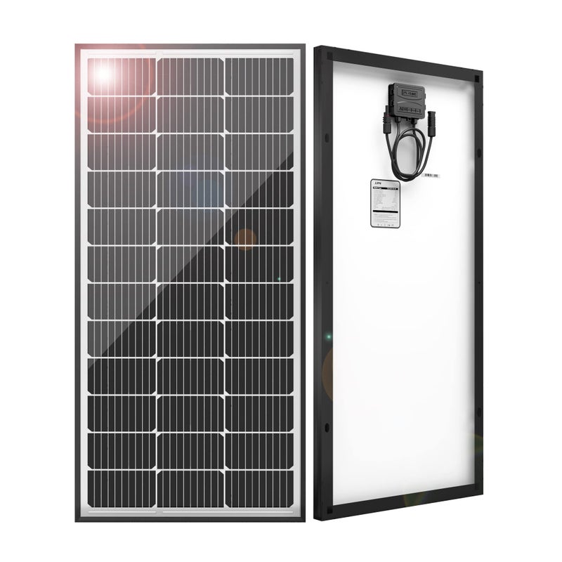 JJN 100 Watt Solar Panels, 10BB Monocrystalline 12V 100W Solar Panel, 23% High Efficiency PV Module Power Charger for RV, Home, Farm, Boat, Caravan and Off-Grid Applications - Image 1