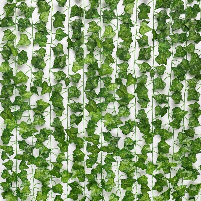 24PCS FAKE LEAVES ARTIFICIAL IVY GARLAND GREENERY VINES FOR BEDROOM DECOR AESTHETIC SILK IVY VINES FOR ROOM WALL HOME DECORATION