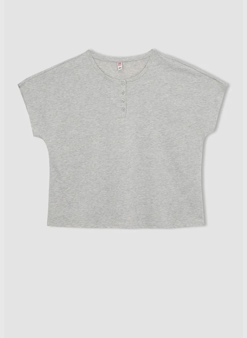 ديفاكتو Regular Fit Short Sleeve Check Print Big Size Pyjama Set