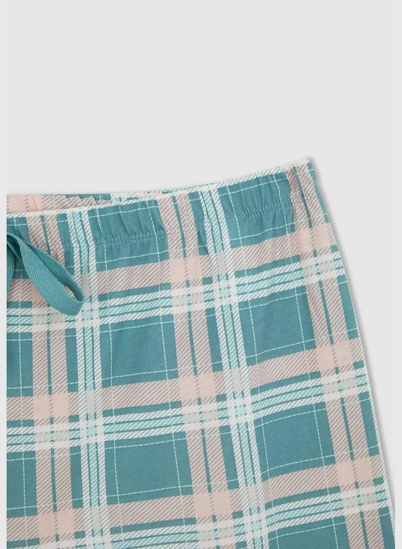 ديفاكتو Regular Fit Short Sleeve Check Print Big Size Pyjama Set