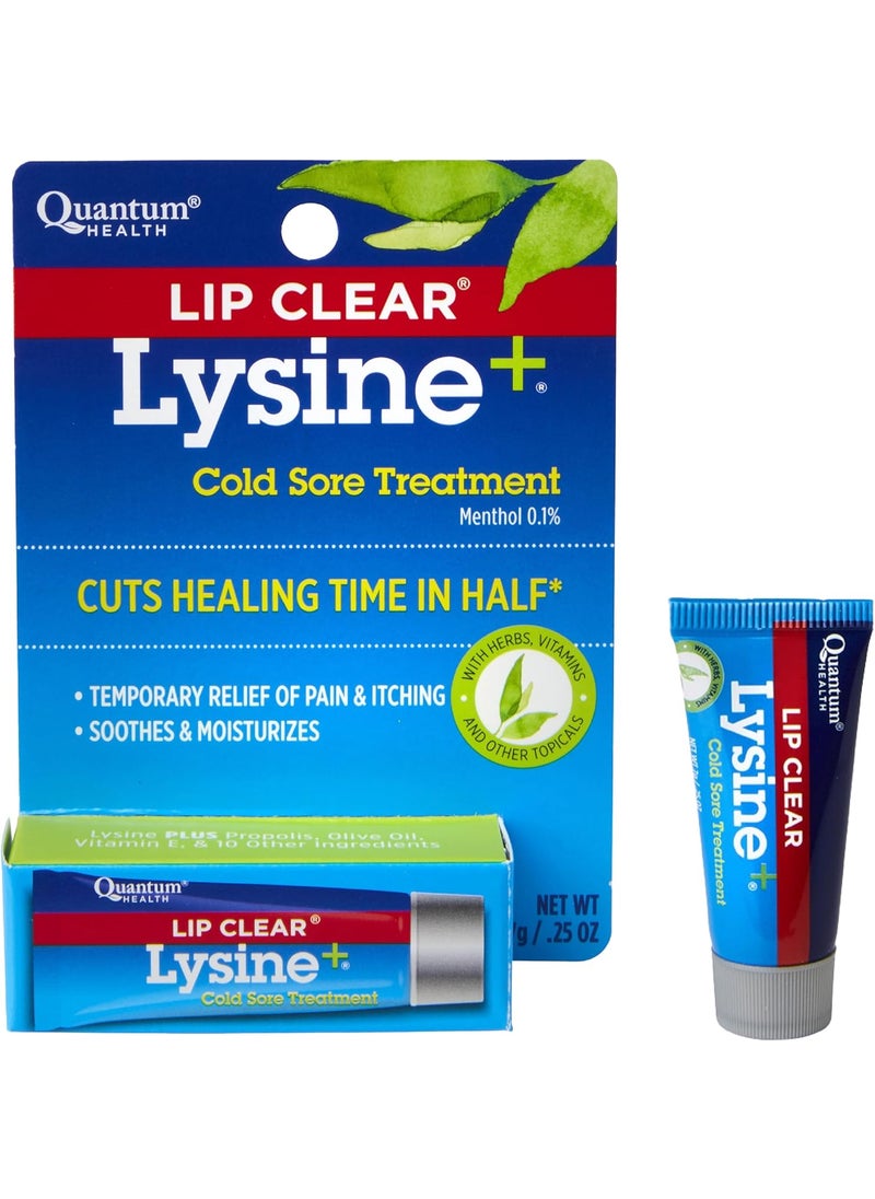 Quantum Quantum Health Lip Clear Lysine Cold Sore Treatment Soothe  Moisturize Mouth Sores  LLysine Menthol Calendula  Propolis Ointment  Transparent Fever Blister Healing Balm  025 Oz  - Image 1