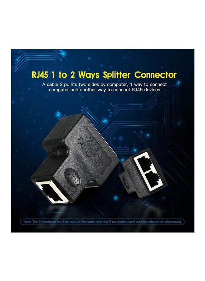 Loquat - Rj45 Splitter Adapter Connector 1 To 2 Female Ports Black - Image 1