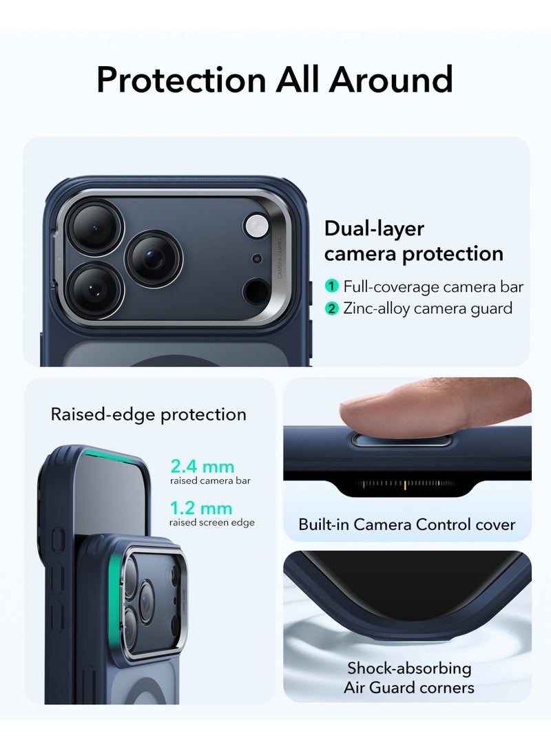 ESR HaloLock Classic Hybrid MagSafe Case with Stash Stand for iPhone 17 Pro Max, Frosted Blue - Image 5