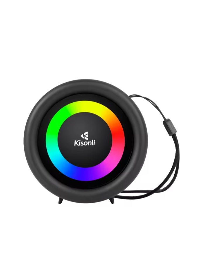 Kisonli S16 Mini Portable Stereo RGB 360° Speaker 5W, Built-in Mic, Support TF-AUX-USB-FM  - Image 1