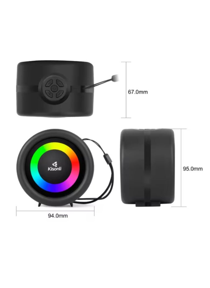 Kisonli S16 Mini Portable Stereo RGB 360° Speaker 5W, Built-in Mic, Support TF-AUX-USB-FM  - Image 2