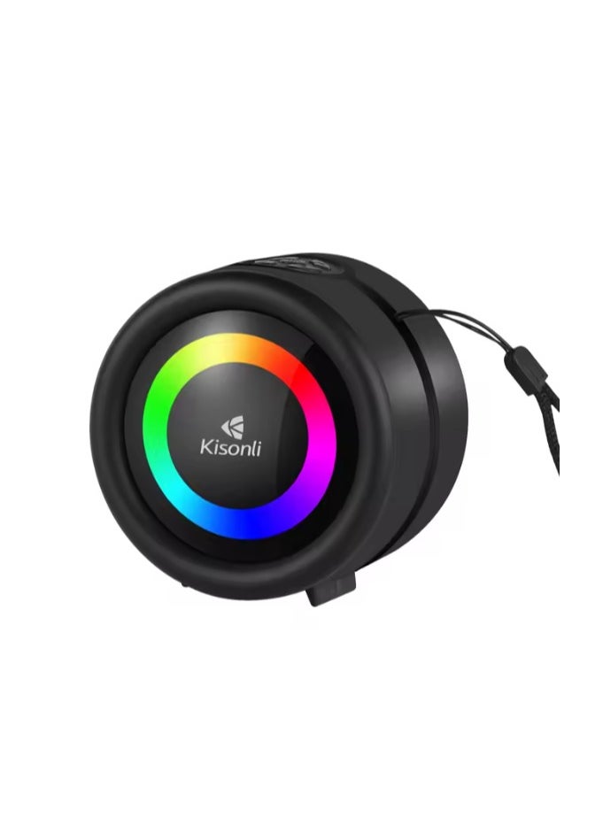 Kisonli S16 Mini Portable Stereo RGB 360° Speaker 5W, Built-in Mic, Support TF-AUX-USB-FM  - Image 4