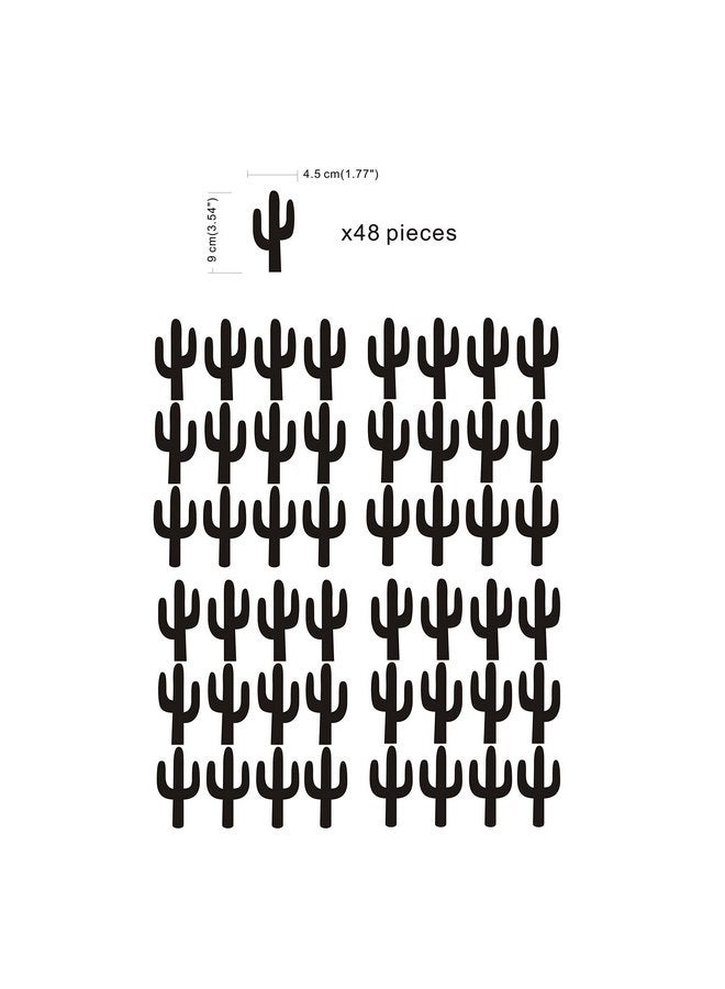 JURUOXIN JOYRESIDE 48 Pieces/Set Cactus Decals Wall Vinyl Sticker Home House Nursery Desin Cacti for Baby Kids Boy Girl Bedroom Living Room Decoration Art Decor YMX20 (Black) - Image 3