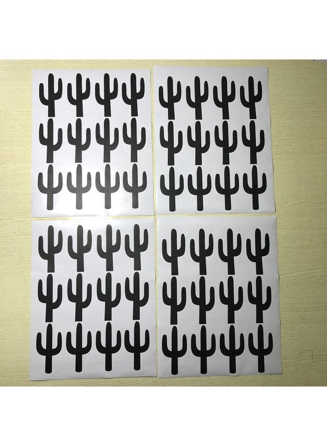 JURUOXIN JOYRESIDE 48 Pieces/Set Cactus Decals Wall Vinyl Sticker Home House Nursery Desin Cacti for Baby Kids Boy Girl Bedroom Living Room Decoration Art Decor YMX20 (Black) - Image 4