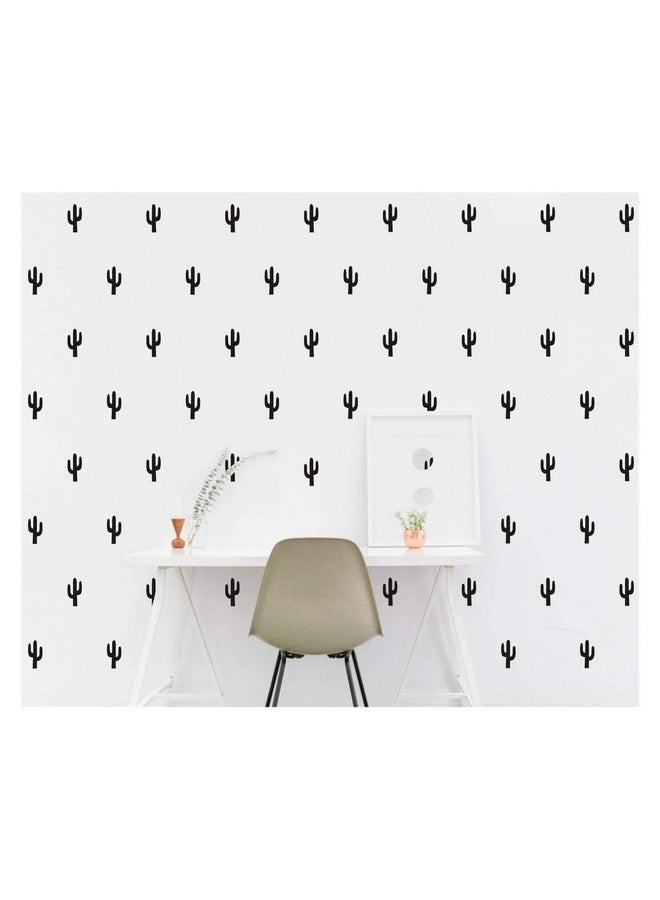 JURUOXIN JOYRESIDE 48 Pieces/Set Cactus Decals Wall Vinyl Sticker Home House Nursery Desin Cacti for Baby Kids Boy Girl Bedroom Living Room Decoration Art Decor YMX20 (Black) - Image 1