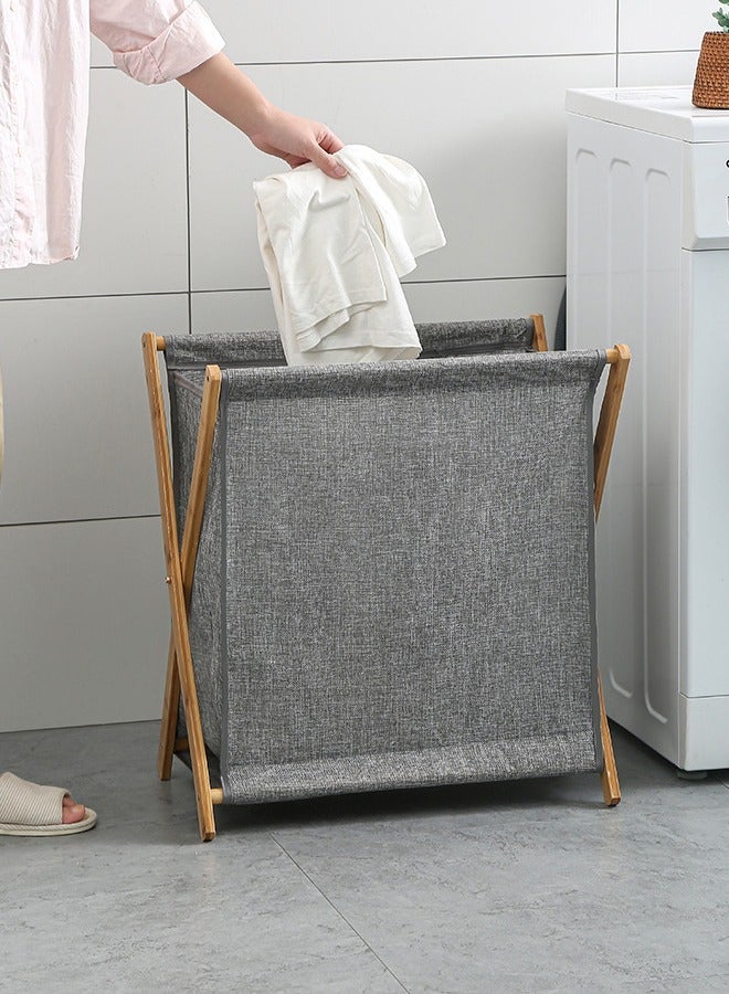 Beauenty Bamboo Clothes Storage Basket Folding Clothes Laundry Basket  - Image 1