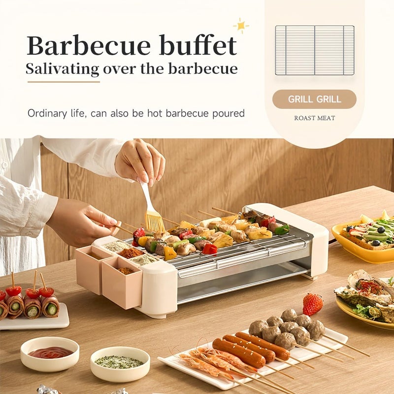 Electric hot dog roller for family parties, stainless steel, black, 6-roller smokeless design with non-stick removable griddle plate - Image 2
