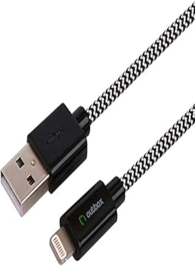 Outbox lightning to usb charging and data transferring cable for apple mobile phones, 2.4 a, 1.2 meters - black and white-result.feed.gl_electronics-size