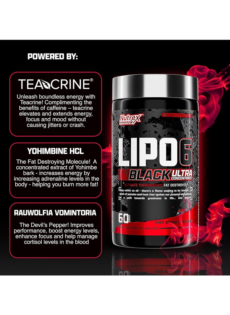 Nutrex Research Lipo 6 Black Ultra 60 Capsules 60 Servings 80g  - Image 4