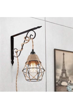Excefore 15ft Pendant Light Cord - Hanging Light Kit with Switch Plug in Vintage Fabric Lamp Cord with Twisted Rope Pendant Lights Socket Set E26 E27 for Pendant Lamp Farmhouse Lamp Cable DIY  - Image 2