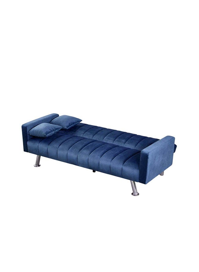 DANUBE HOME Glam Fabric Sofa Bed  Modern Design Two Seat Sofas Comfortable Living Room Furniture 185 x W 81 x H 77 cm Navy  - Image 4